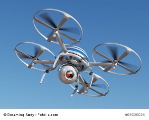 Surveillance drone flying